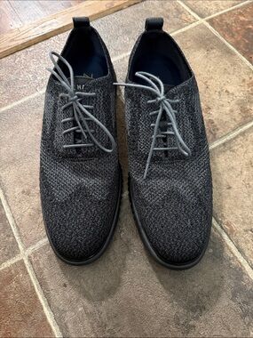Men's Knit Lace-Up Dress Shoes in Charcoal Gray
